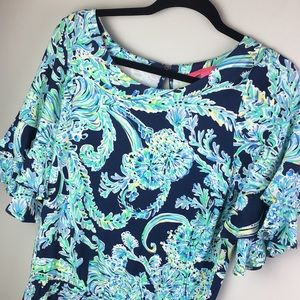 Lilly Pulitzer Lula Romper High Tide Navy Scuba Doo